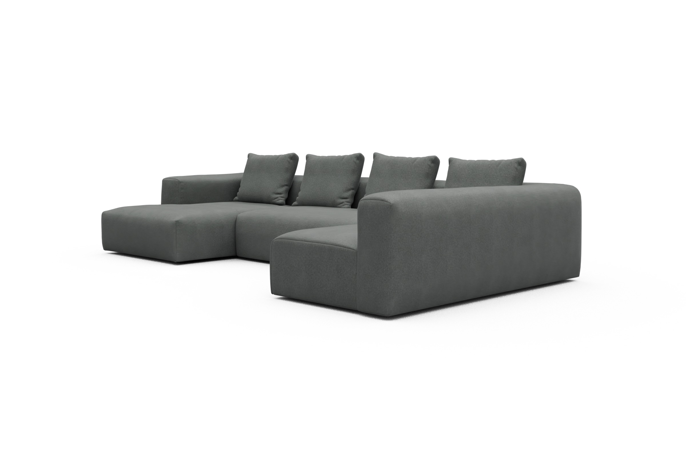Wohnlandschaft Fred Chaiselongue links mit 2-Sitzer und lange Armlehne rechts Satya-Steel