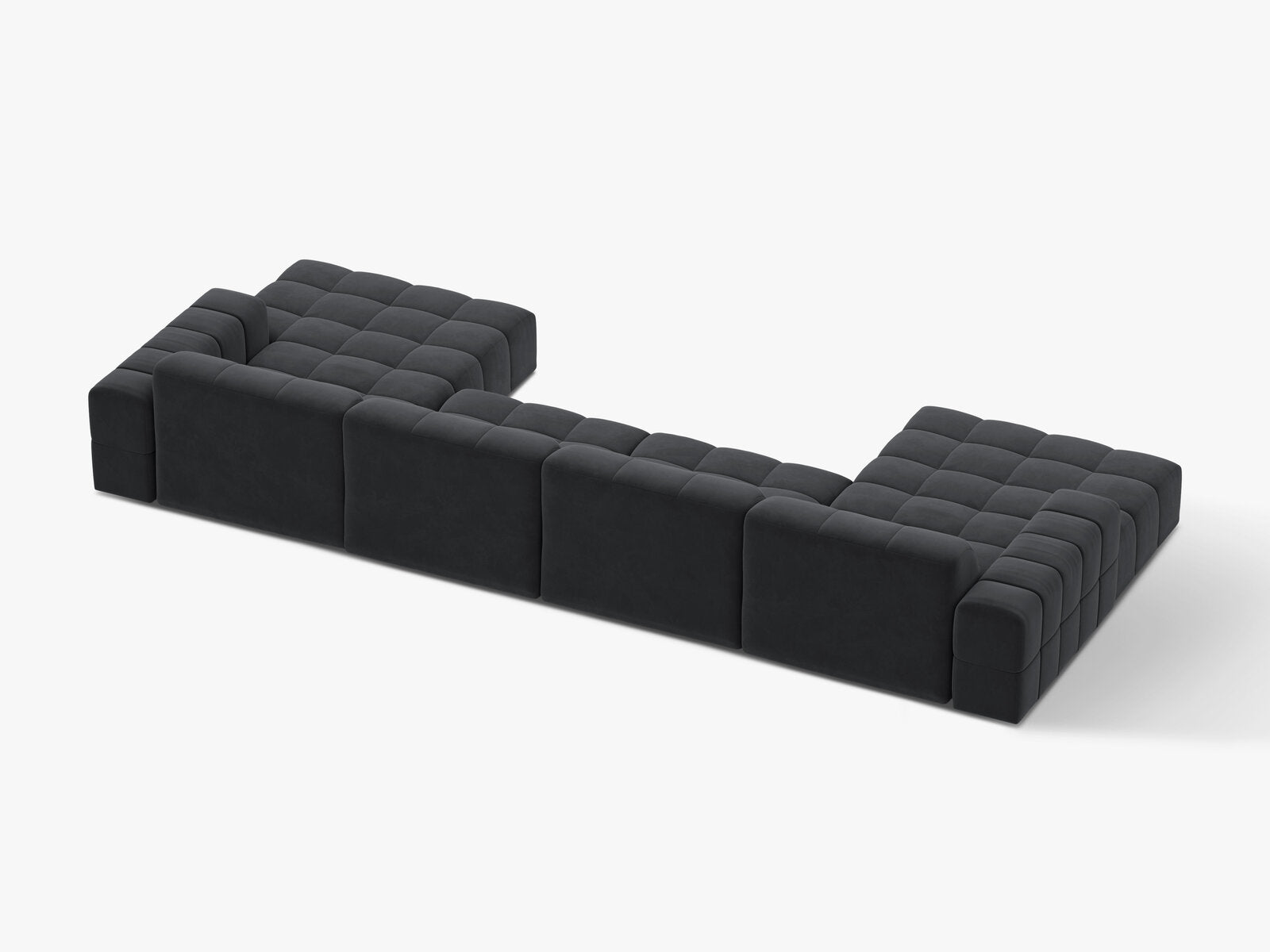 Micadoni Panorama Sofa Jennifer 6-Sitzer Samt Bluvel Grau