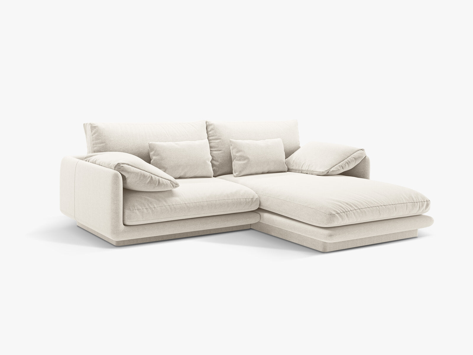 Micadoni Ecksofa Torino 3-Sitzer Rechts Strukturierter Stoff Elfenbein