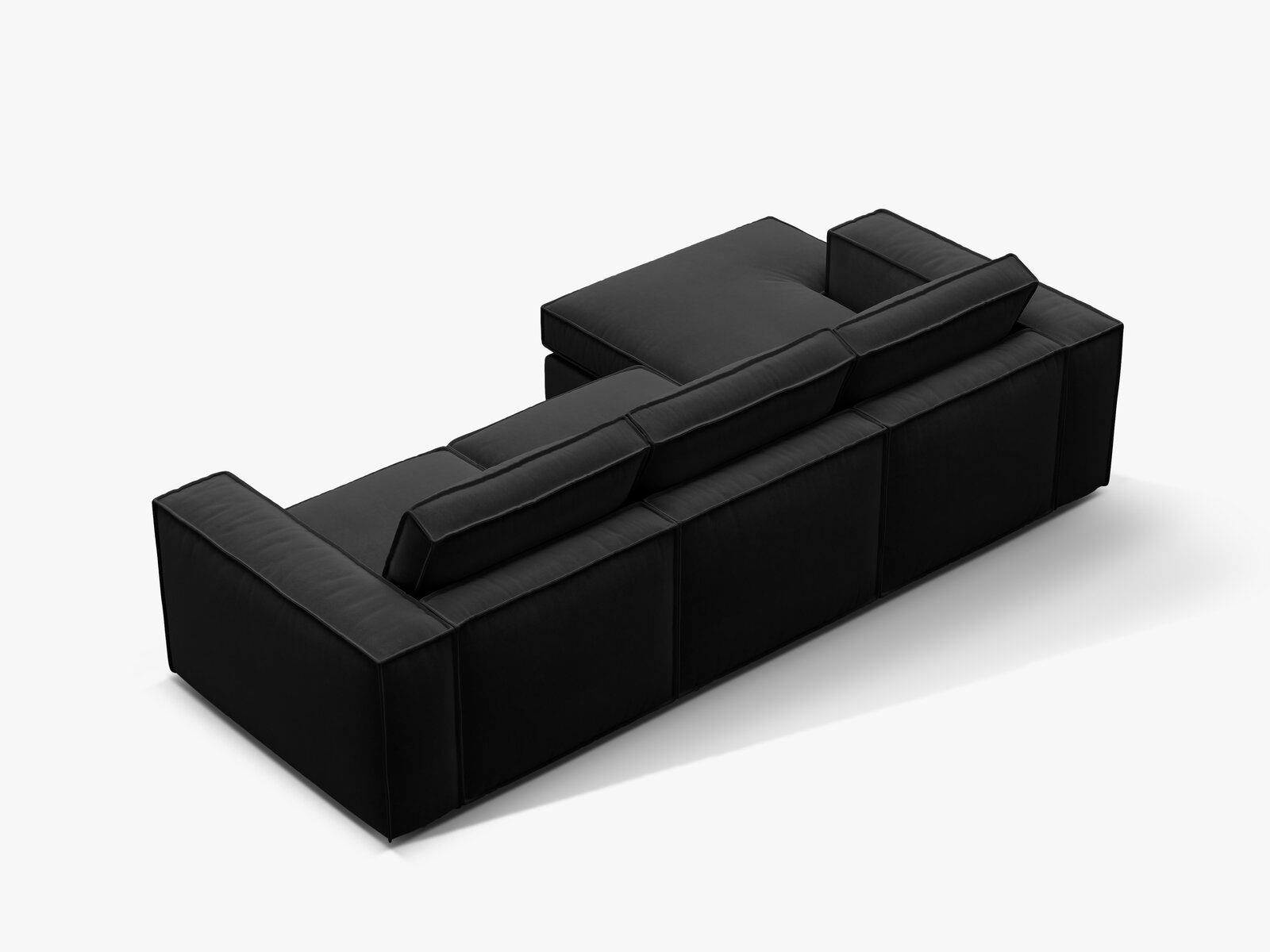Micadoni modulares Ecksofa Pola 3-Sitzer Links Samt Salvador Schwarz