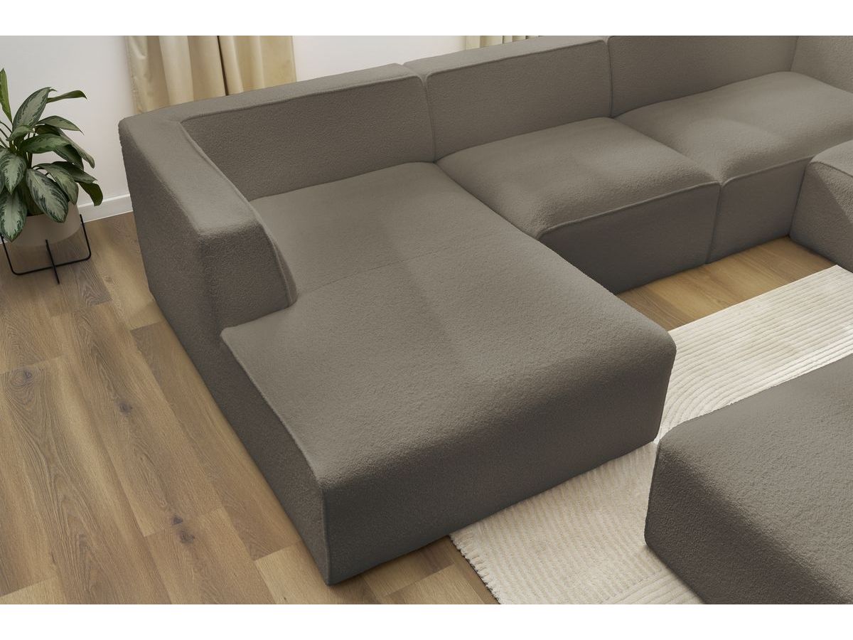 Bobochic Megeve Wohnlandschaft mit Pouf Bouclé-Stoff Braun Ecke links