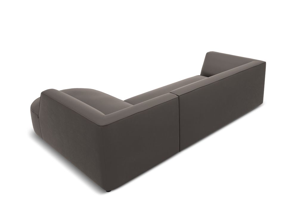 Cosmopolitan Design Ecksofa Siena 4-Sitzer abgerundet Samt Salvador Dunkelgrau Rechts
