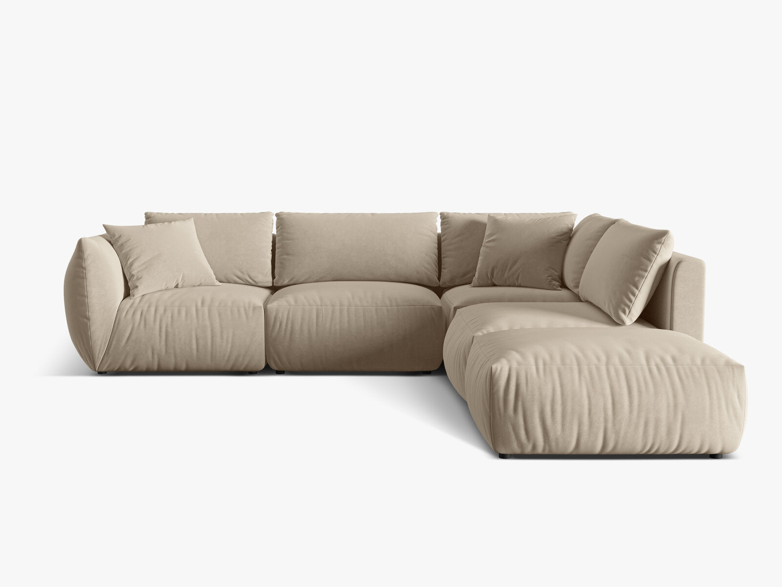 Micadoni Modulares Ecksofa Chris 4-Sitzer Rechts Samt Ecru