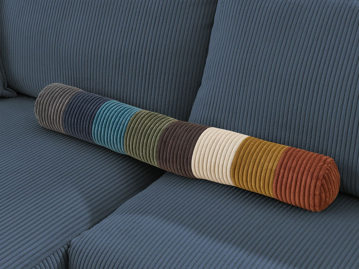 Bobochic Augustin Ecksofa mit Schlaffunktion und Bettkasten Cordsamt Dunkelblau, Liegefläche 160 × 200 cm