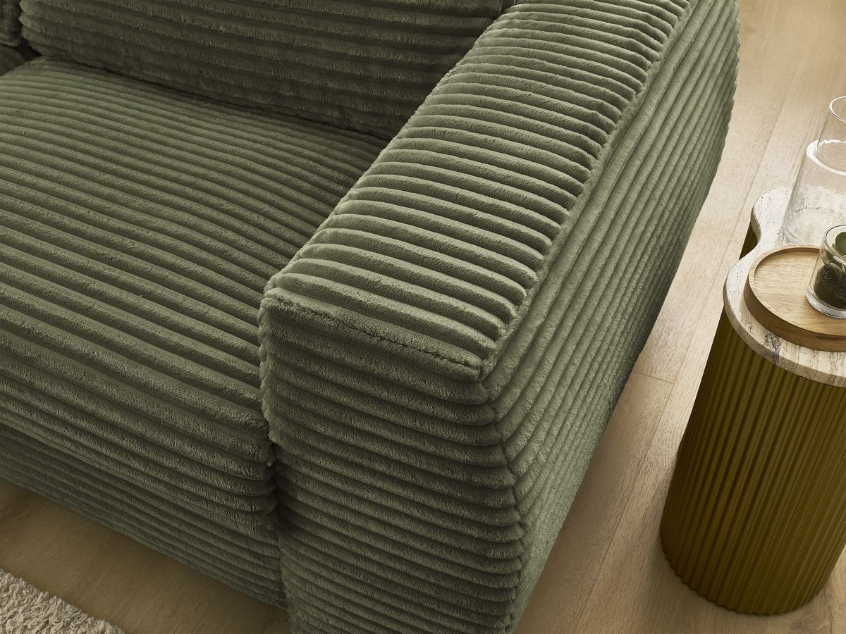 Bobochic Hugo Schlafsofa 3-Sitzer Cordsamt Grün, Liegefläche 140 × 190 cm