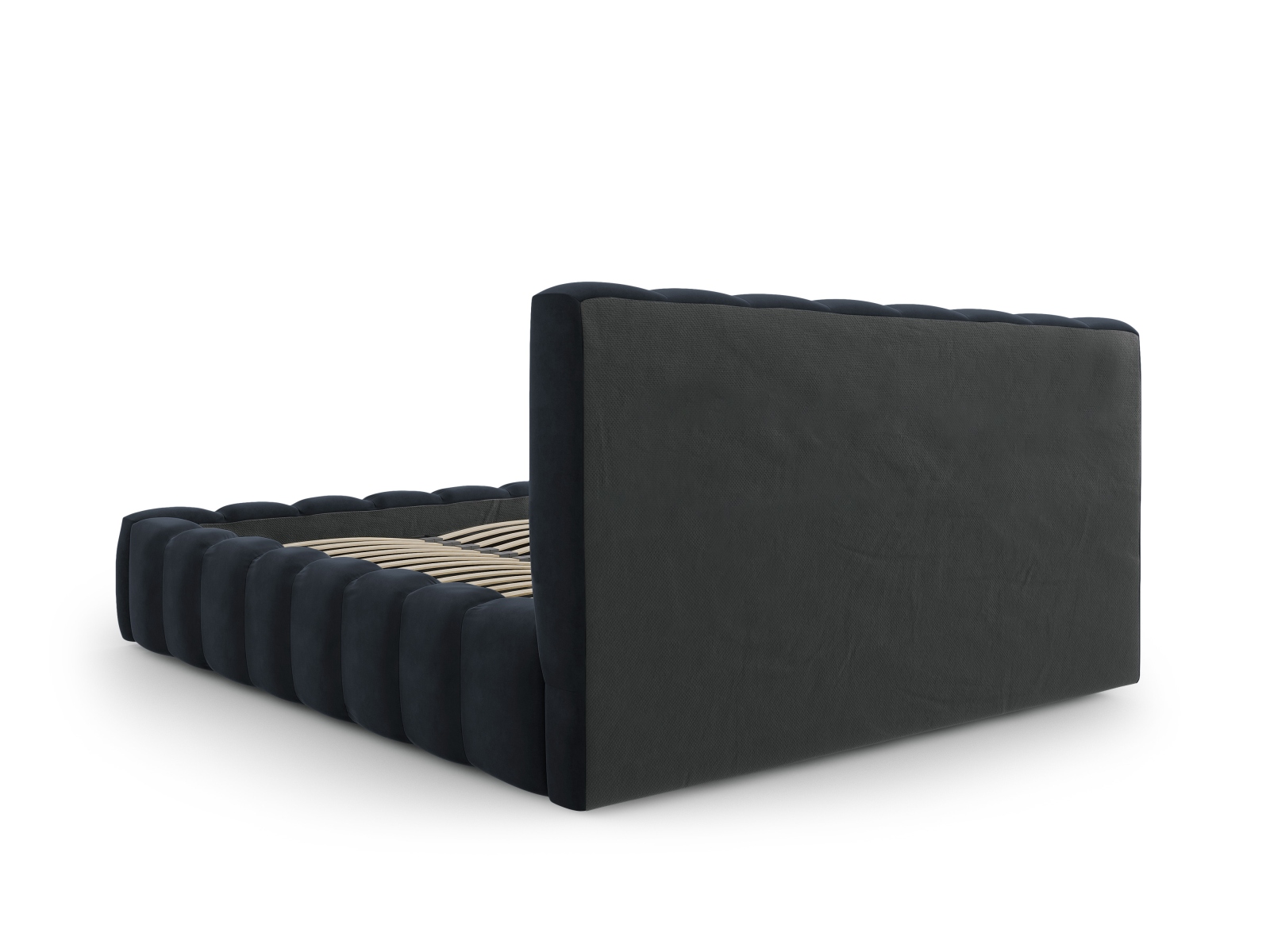Cosmopolitan Design Stauraumbett mit Kopfteil Palma 200x200 Samt Bluvel Dunkelblau