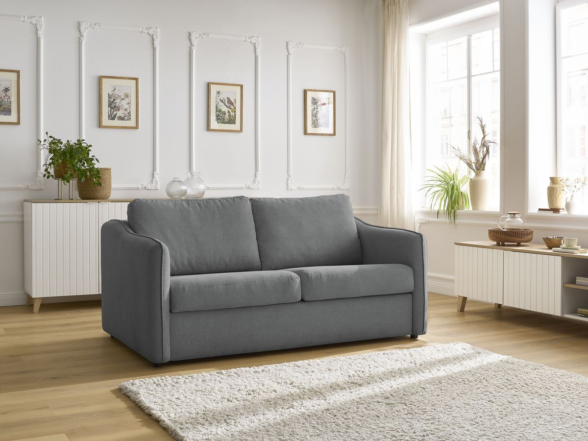 Bobochic Lenny Schlafsofa 3-Sitzer Stoff Dunkelgrau