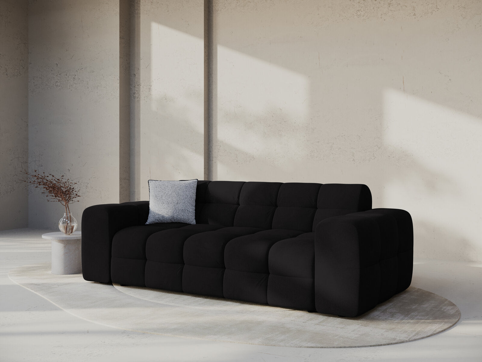 Micadoni Sofa Kendal 3-Sitzer Samt Magic Velvet Schwarz