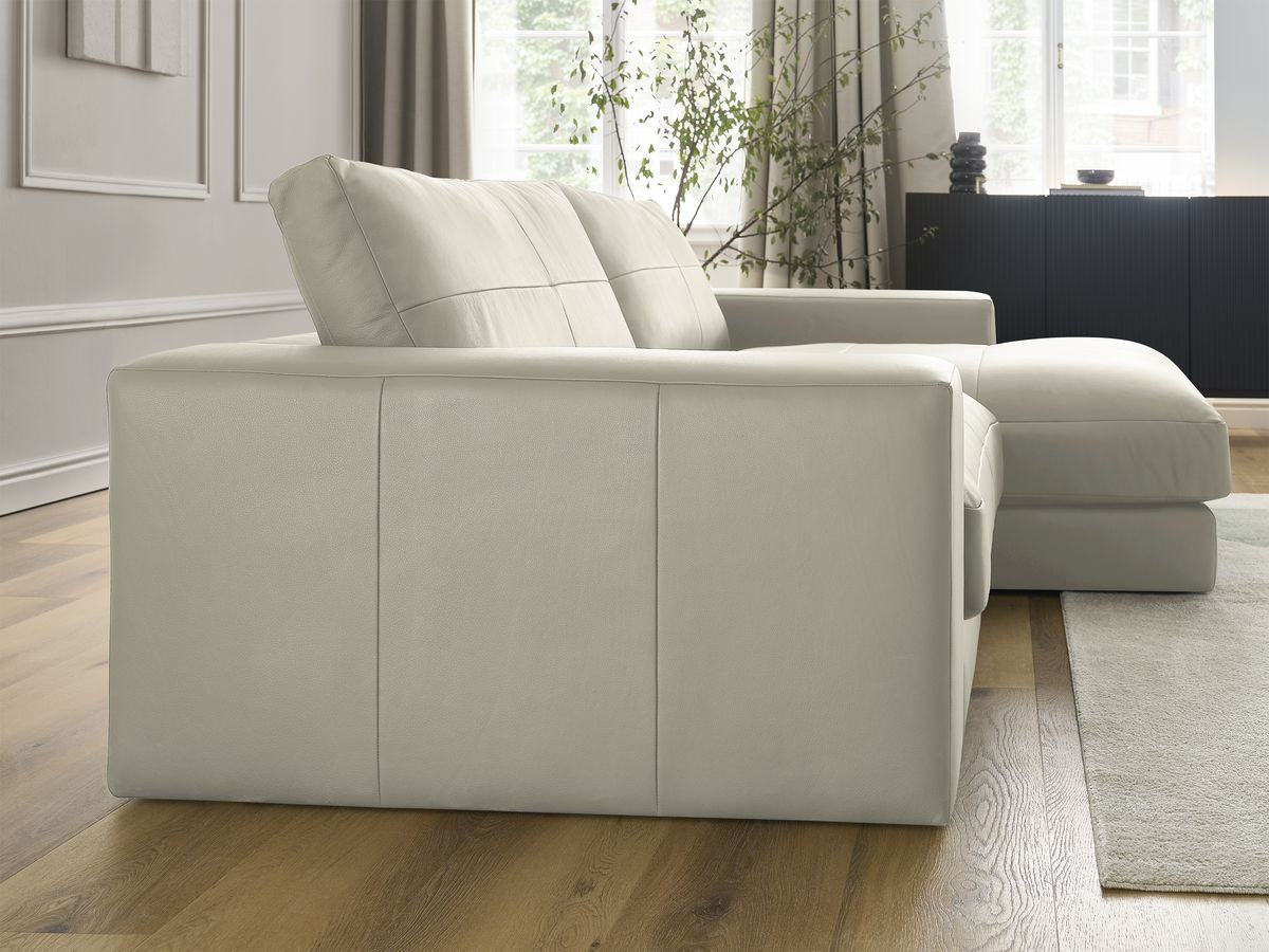 Bobochic Leonard Ecksofa 274 × 159 cm Leder Beige Ecke rechts