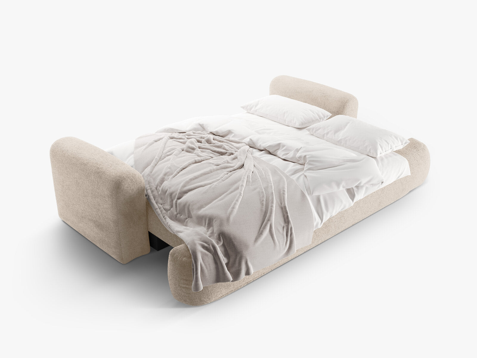 Micadoni Ella Schlafsofa 3-Sitzer mit Bettkasten Strukturierter Stoff Sorella Sand