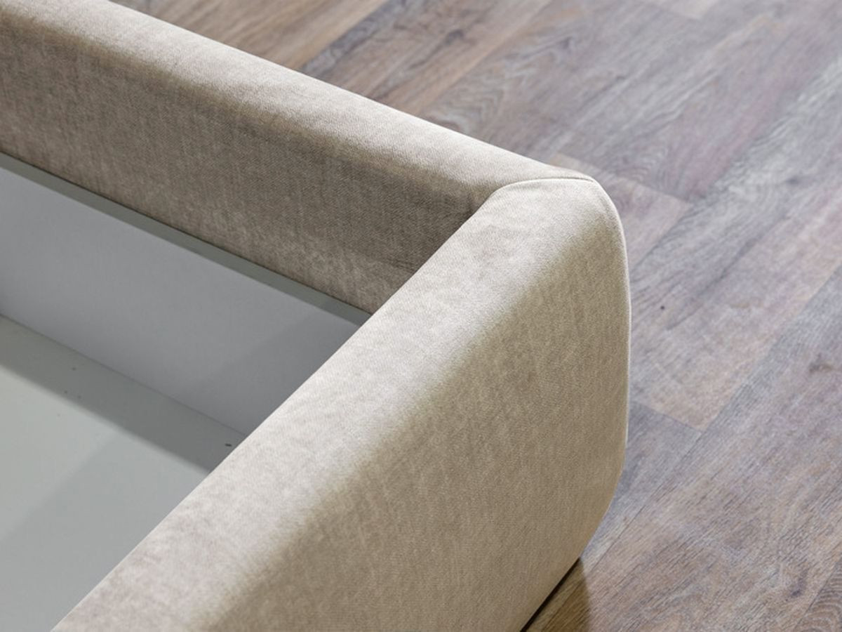 Bobochic Jade Polsterbett mit Bettkasten Stoff Beige, Liegefläche 160 × 200 cm