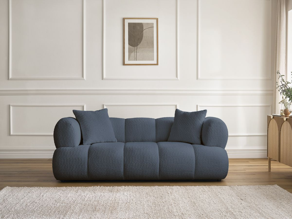 Bobochic Pamira Sofa 2-Sitzer Bouclé-Stoff Dunkelblau