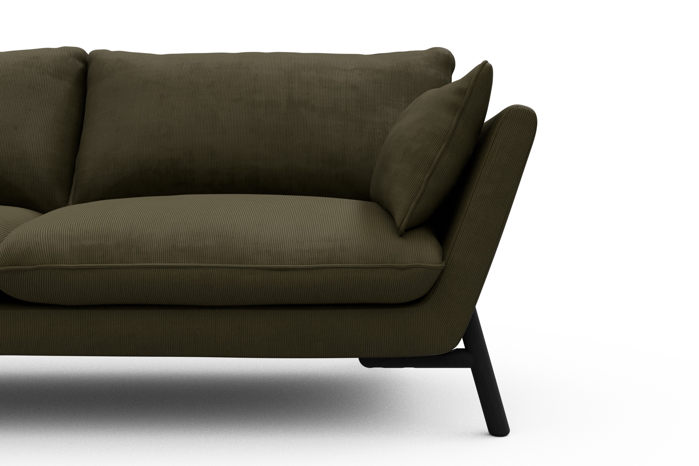 Sofa Emil 2-Sitzer Beinfarbe Eiche Schwarz Cordufine-Pine-Green