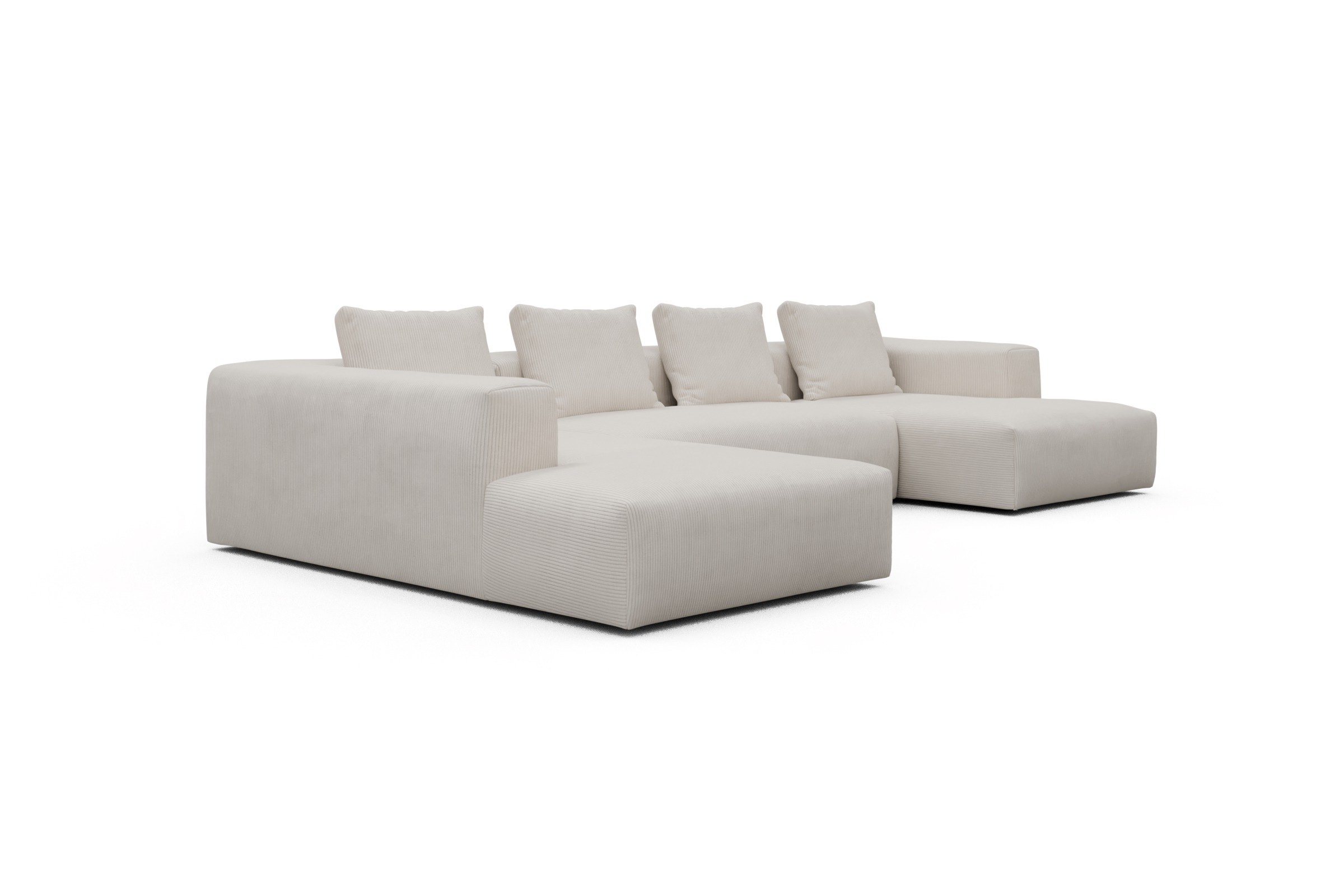 Wohnlandschaft Fred Relax-Ecke links mit 2-Sitzer und Chaiselongue rechts Corduroy Ivory Skandi Home moebelfaktor