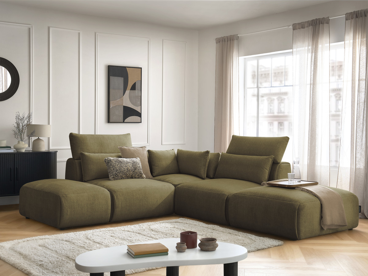 Bobochic Jana Ecksofa Samt Grün