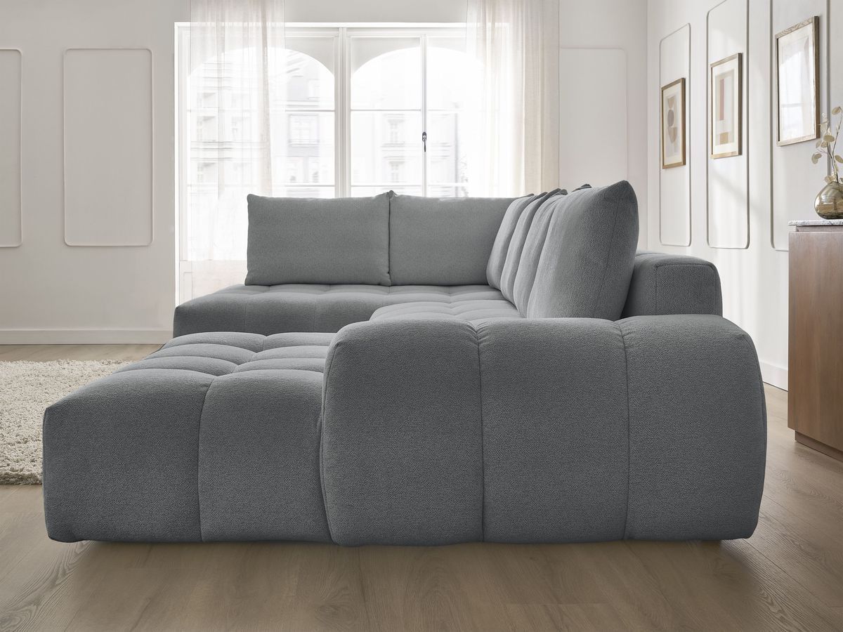 Bobochic Everest Wohnlandschaft, 6 Kissen Melange-Stoff Dunkelgrau Ecke rechts