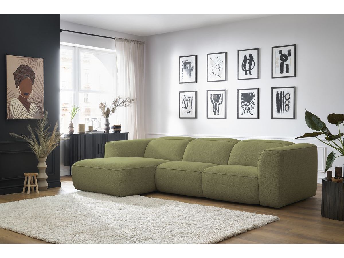 Bobochic William Ecksofa Melange-Stoff Grün Ecke links