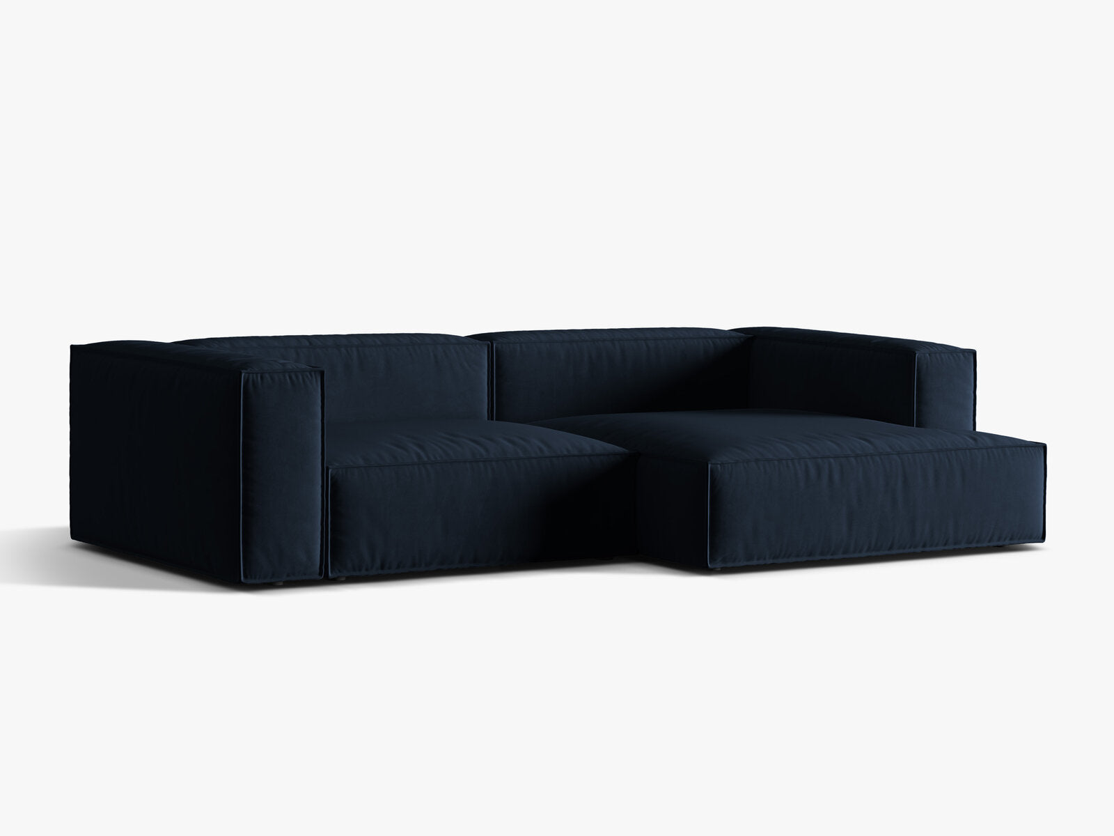 Micadoni Ecksofa Nuria 4-Sitzer Rechts Samt Dunkelblau
