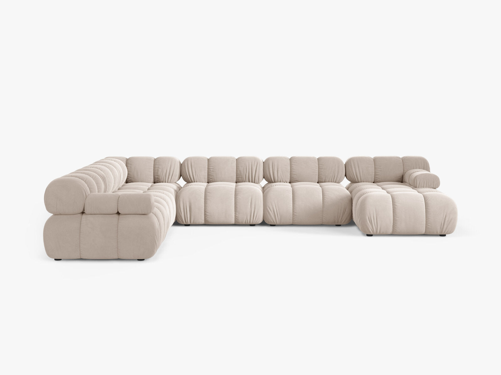 Micadoni Modulares Panorama Ecksofa Bellis 8-Sitzer Links Samt Venus Helles Beige