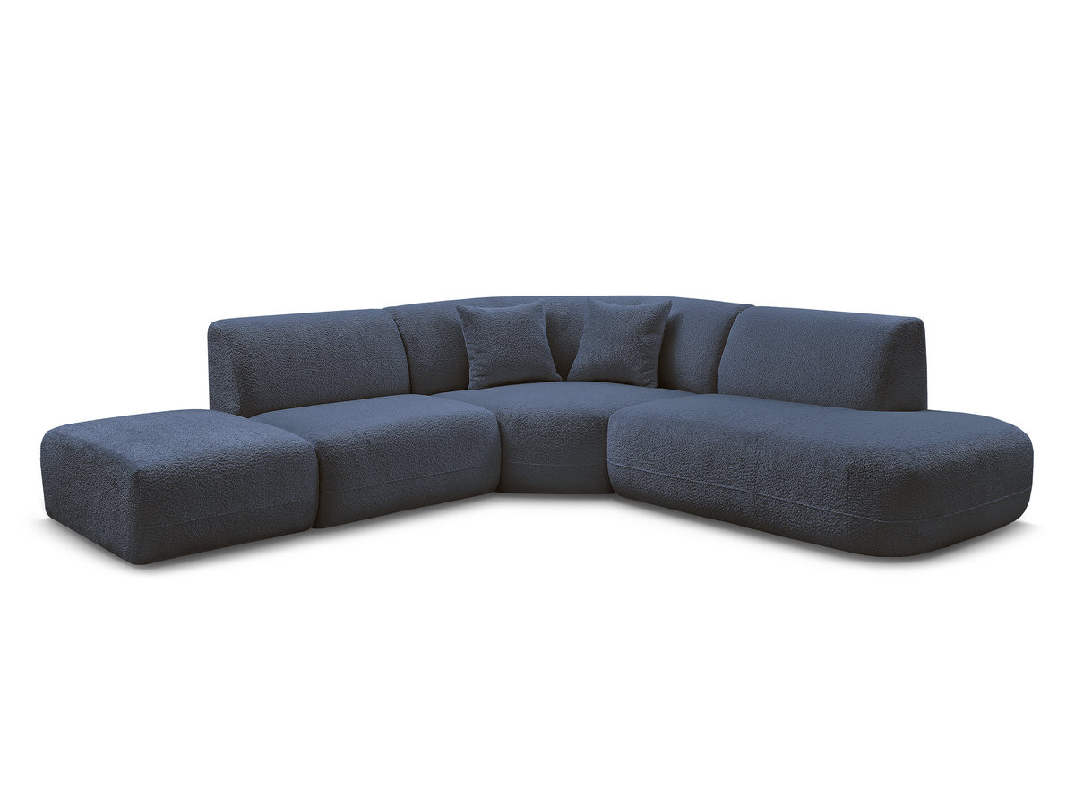 Bobochic Anda Ecksofa 279 × 264 cm Chenille Dunkelblau Ecke rechts