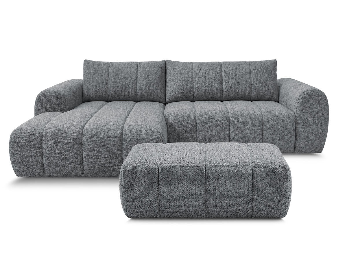 Bobochic Nesty Ecksofa 272 cm mit Pouf Melange-Stoff Dunkelgrau Ecke links