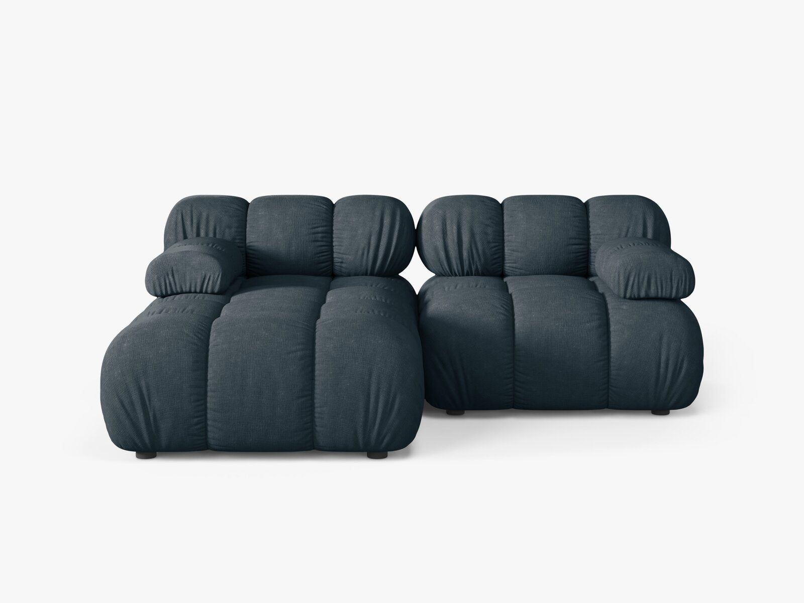 Micadoni Modulares Ecksofa Bellis 3-Sitzer Links Strukturierter Stoff Liberty Dunkel Petrol
