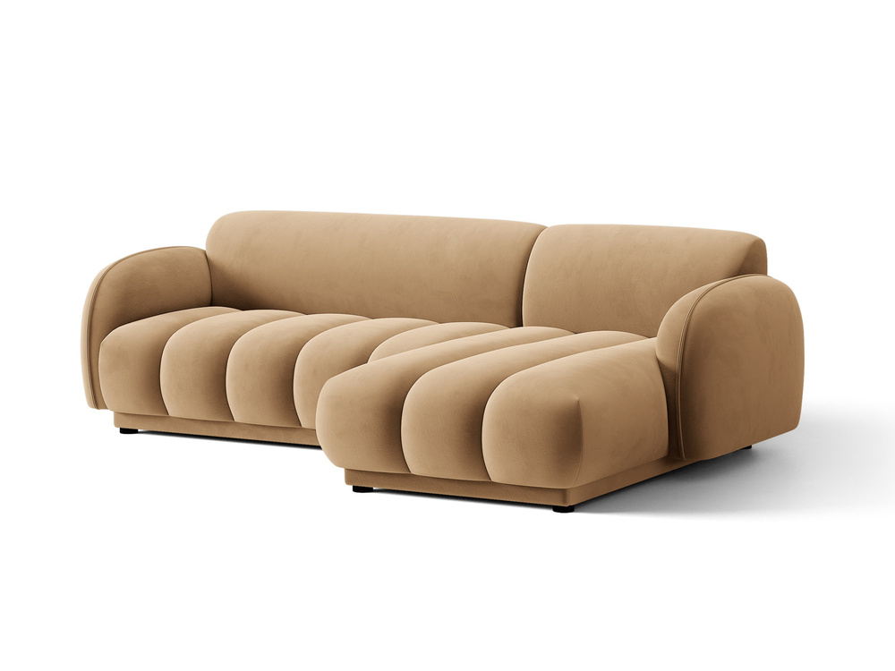 Cosmopolitan Design Ecksofa Bilbao 3-Sitzer Samt Casino Mandelbeige Rechts