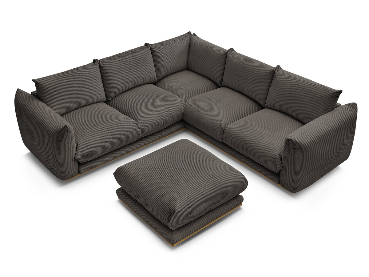 Bobochic Ernest Ecksofa mit Pouf Cordsamt Taupe