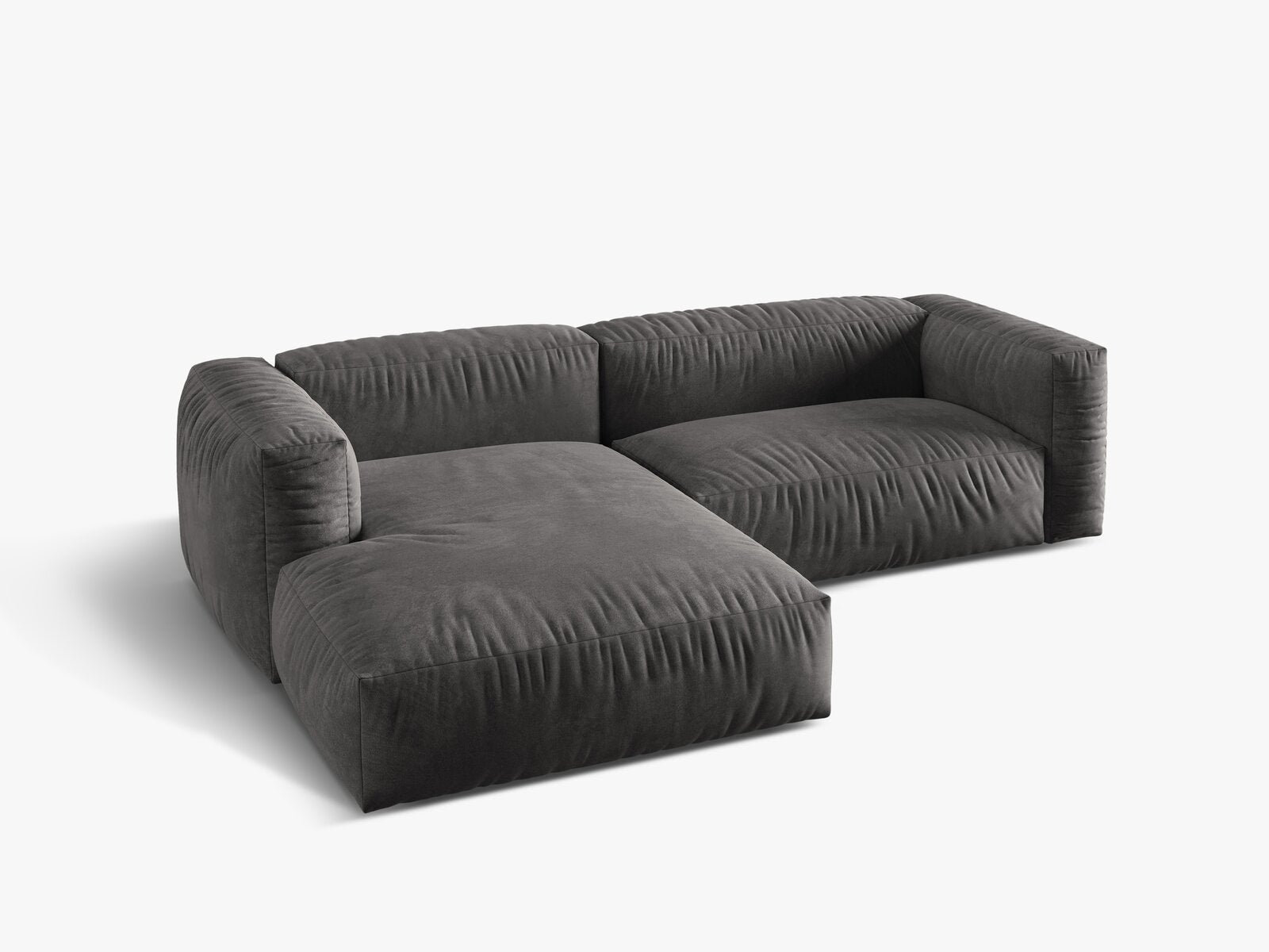 Micadoni Ecksofa Martina 2-Sitzer Links Samt Vogue Grau