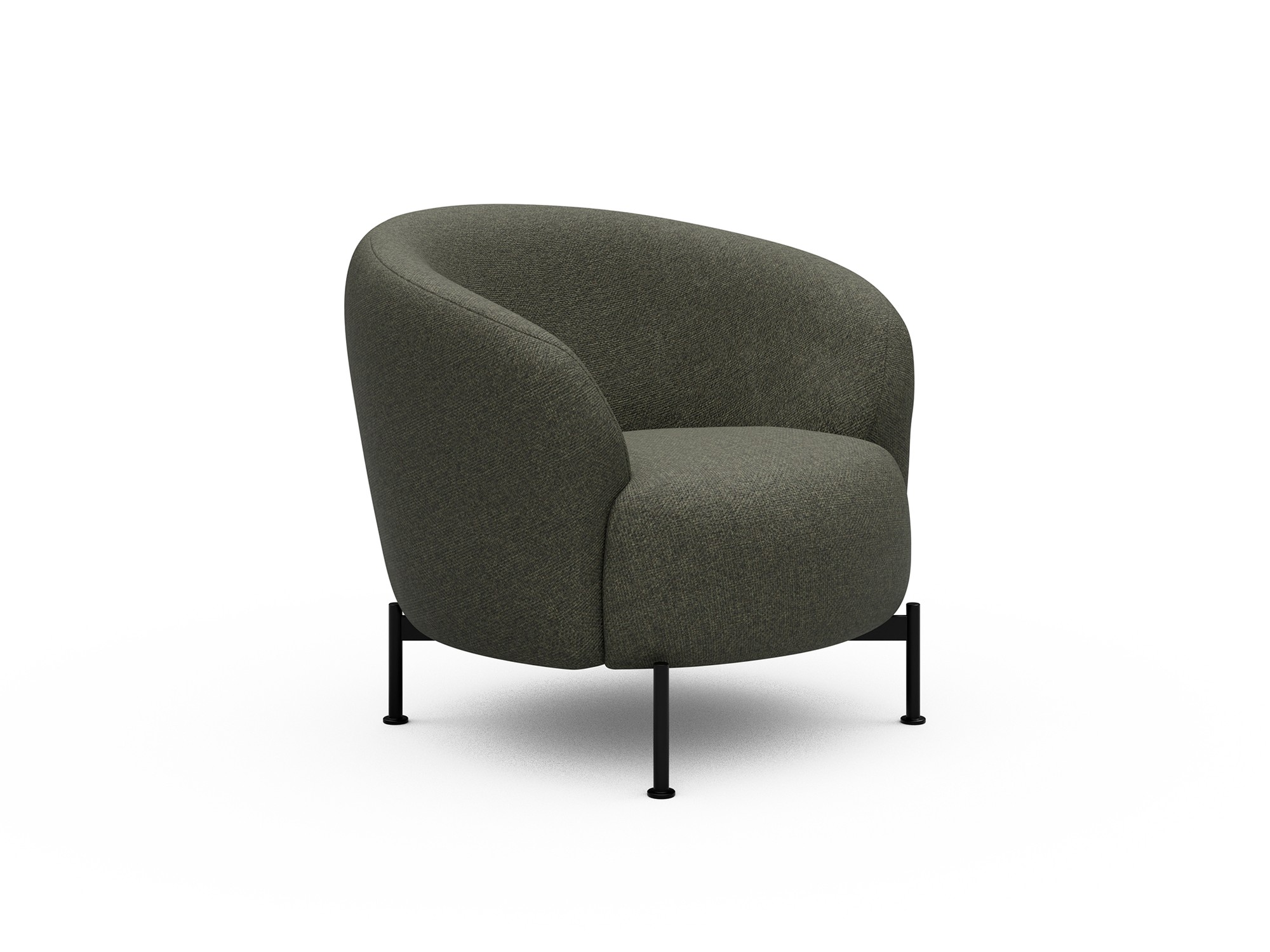 Sessel Ronda X-Metallgestell Schwarz Strukturierter Stoff Sama 335-Winter-Moss