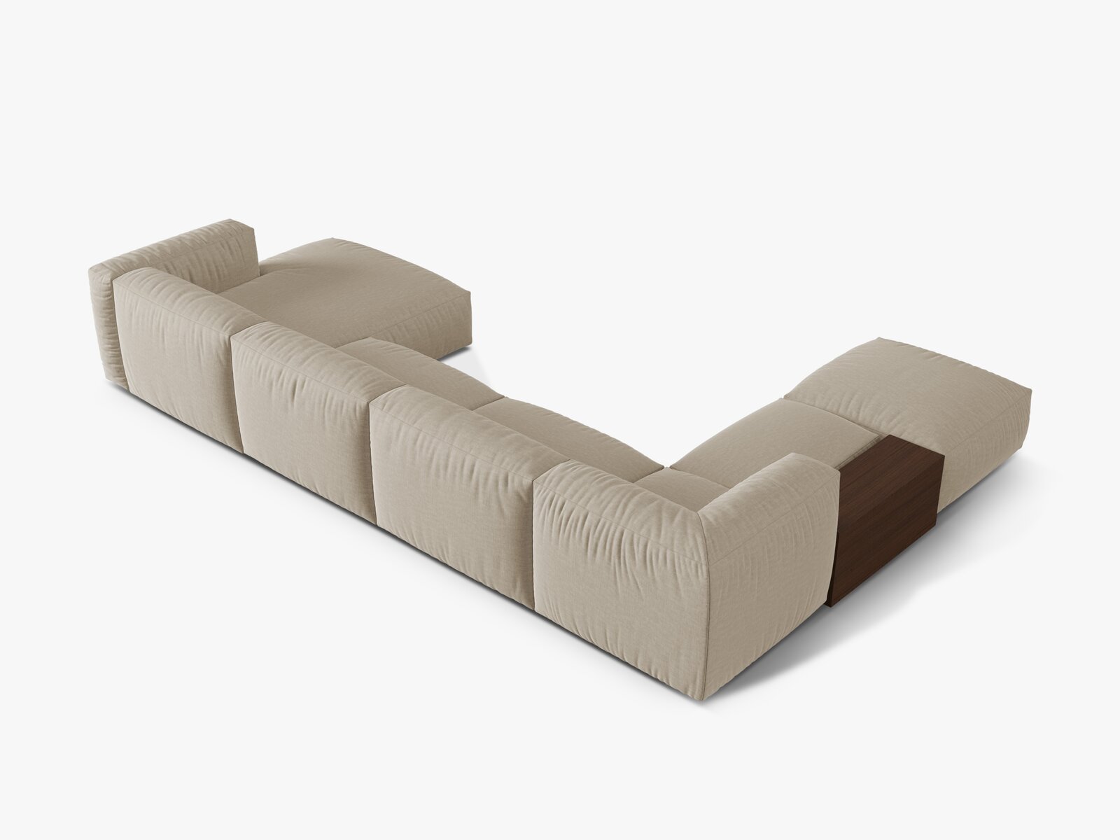 Micadoni Panorama-Ecksofa Martina 5-Sitzer Links Strukturierter Stoff Helles Beige
