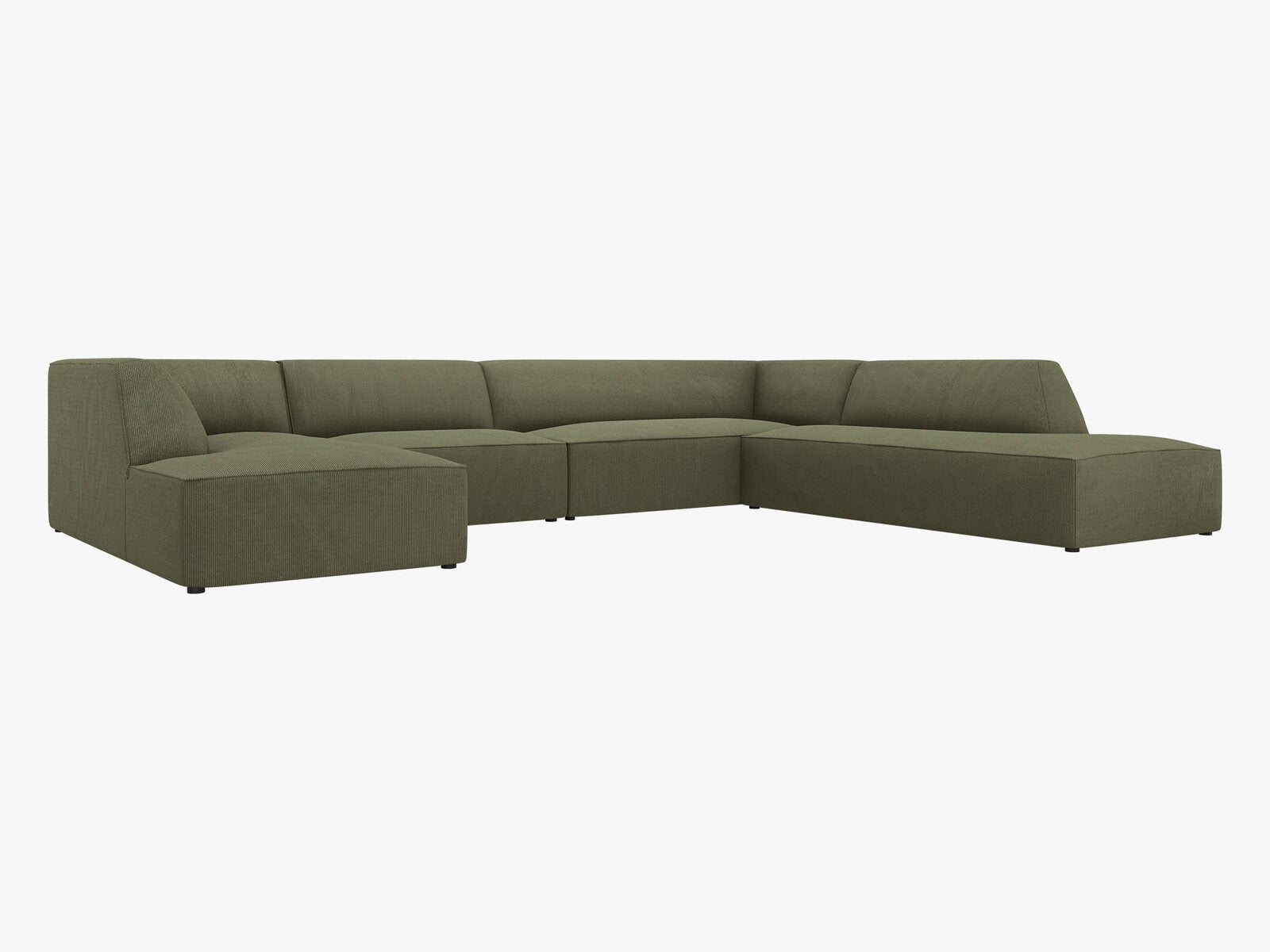 Micadoni Panorama-Ecksofa Ruby 7-Sitzer Rechts Kord Scala Grün
