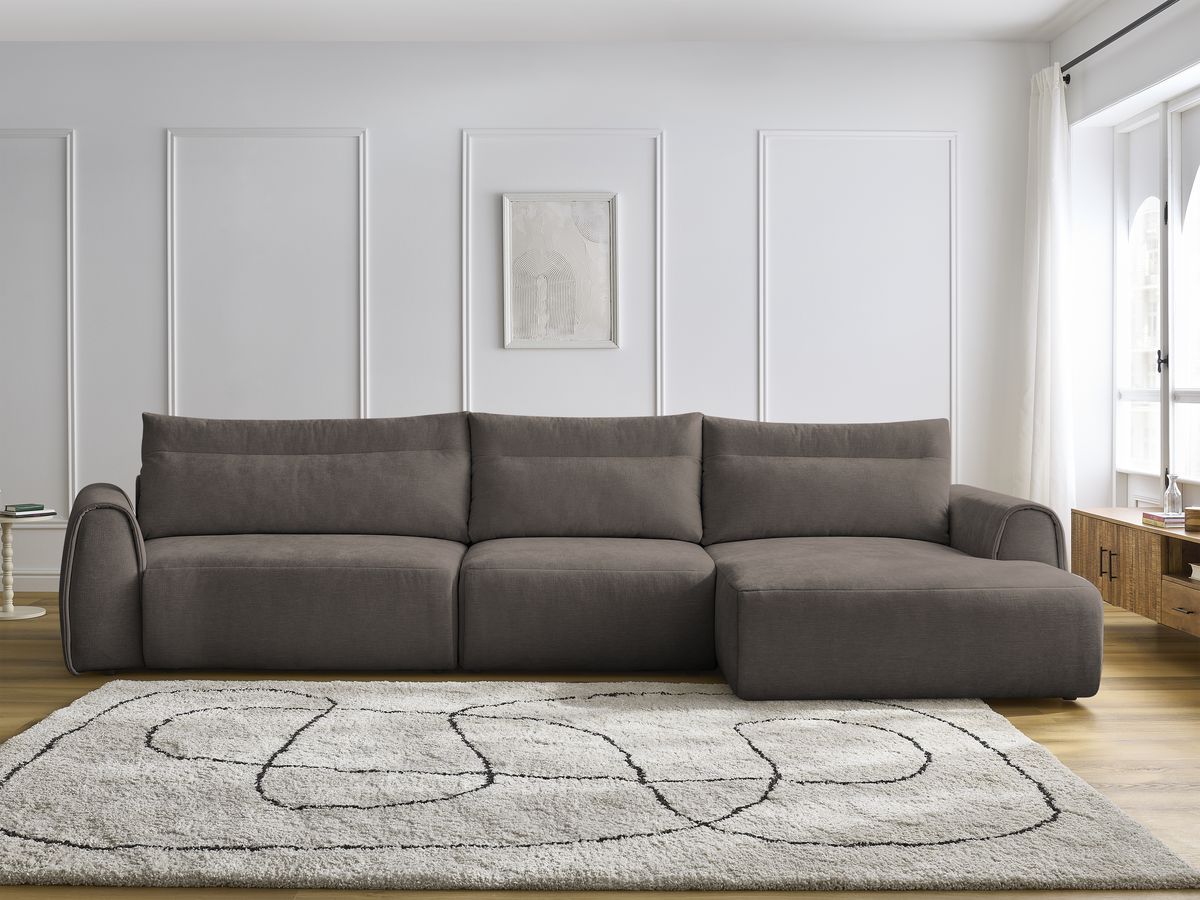 Bobochic Aden Ecksofa 386 × 152 cm Stoff Taupe Ecke rechts