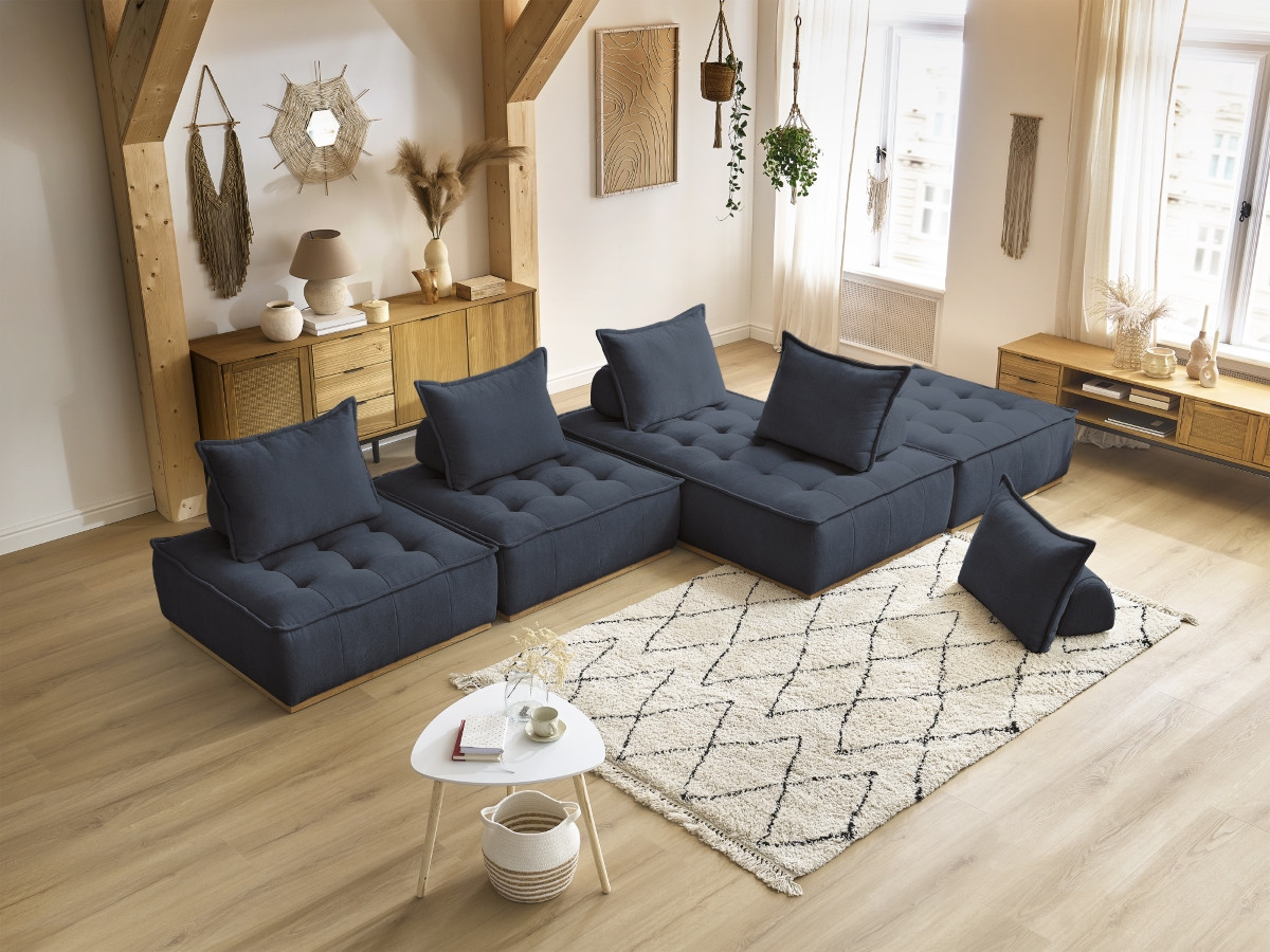 Bobochic Elisa Wohnlandschaft Strukturstoff Dunkelblau