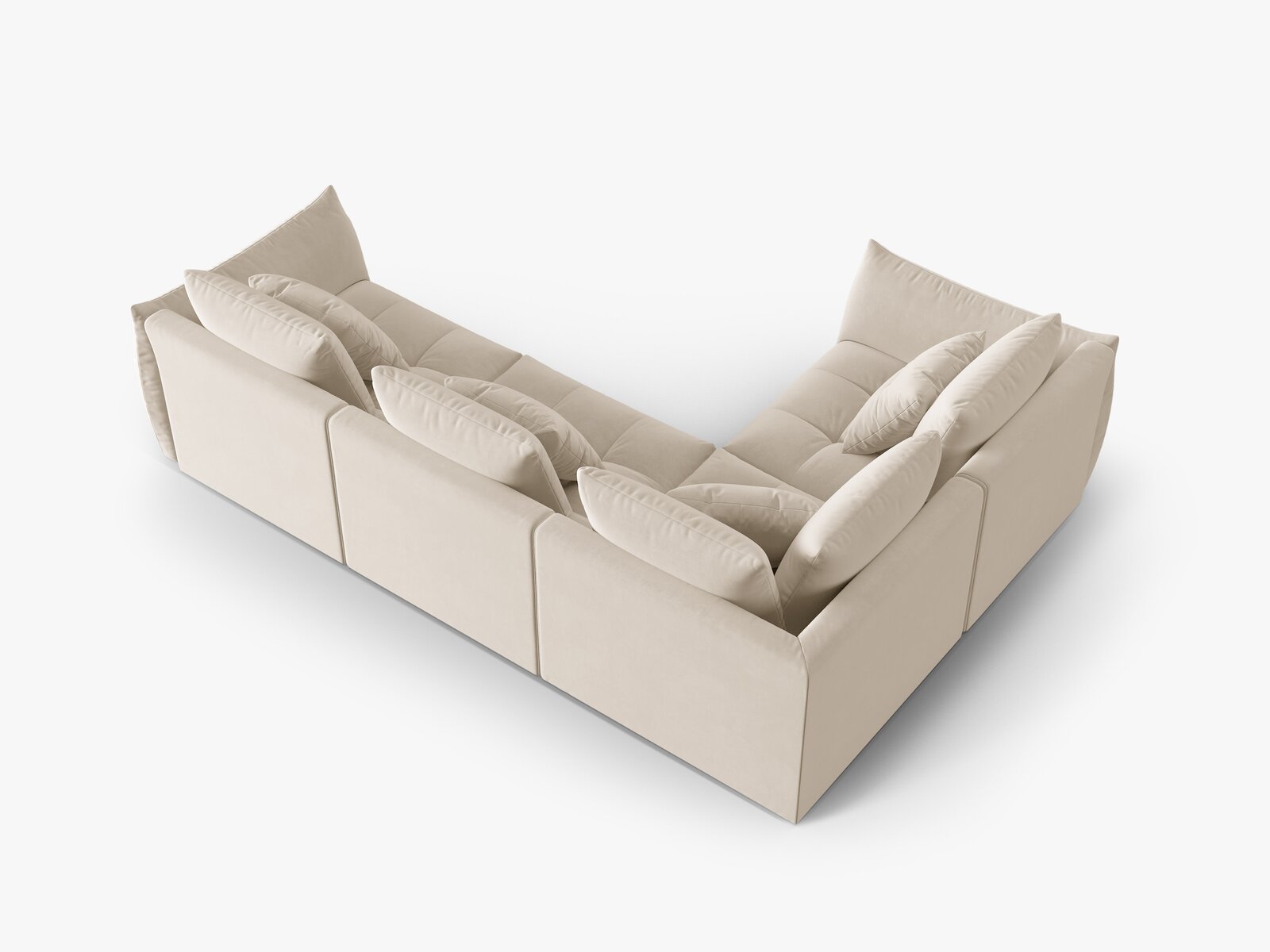Micadoni Ecksofa Bloom 4-Sitzer Links Samt Ecru