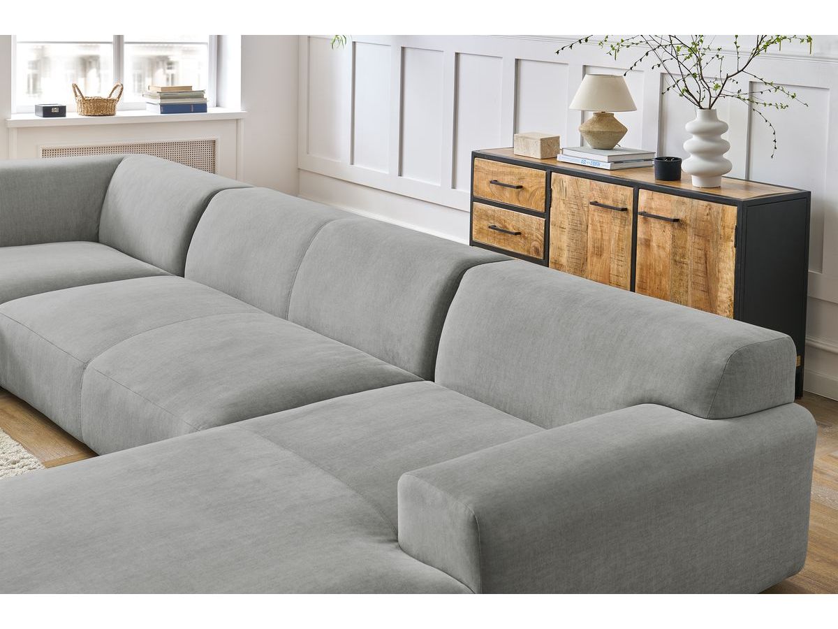 Bobochic Lavena Wohnlandschaft 399 × 220 cm Samt Hellgrau Ecke rechts