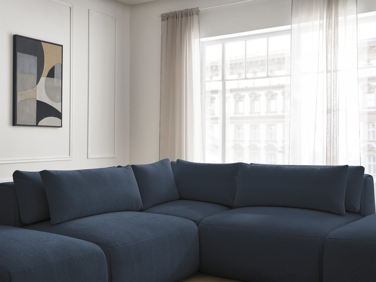 Bobochic Jana Ecksofa Melange-Stoff Blau