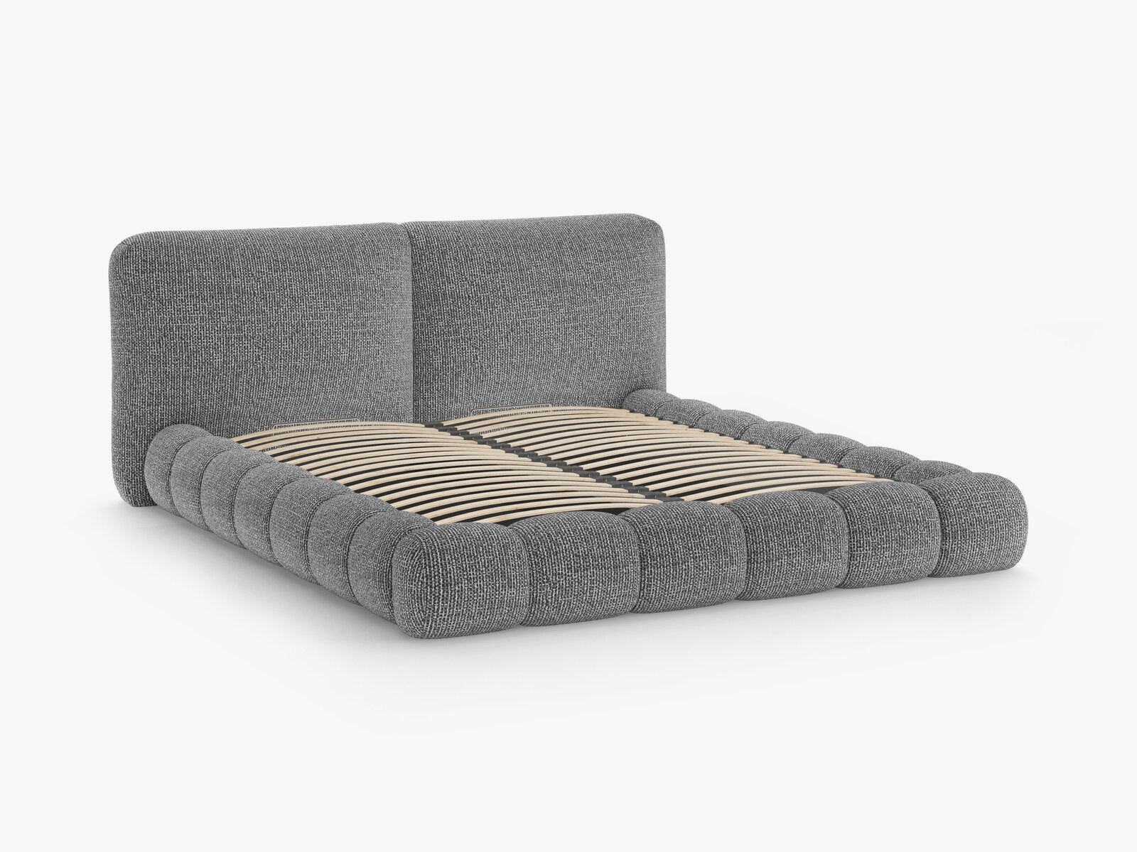 Micadoni Stauraumbett mit Kopfteil Solange Chenille Silencio Dunkelgrau 180x200
