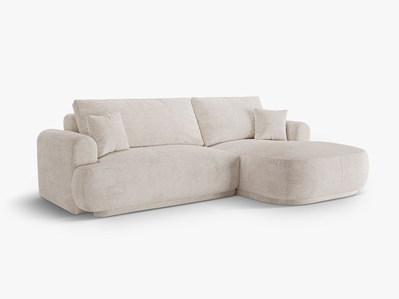 Micadoni Ella Ecksofa 5-Sitzer mit Schlaffunktion Rechts Boucle CORAL Helles Beige