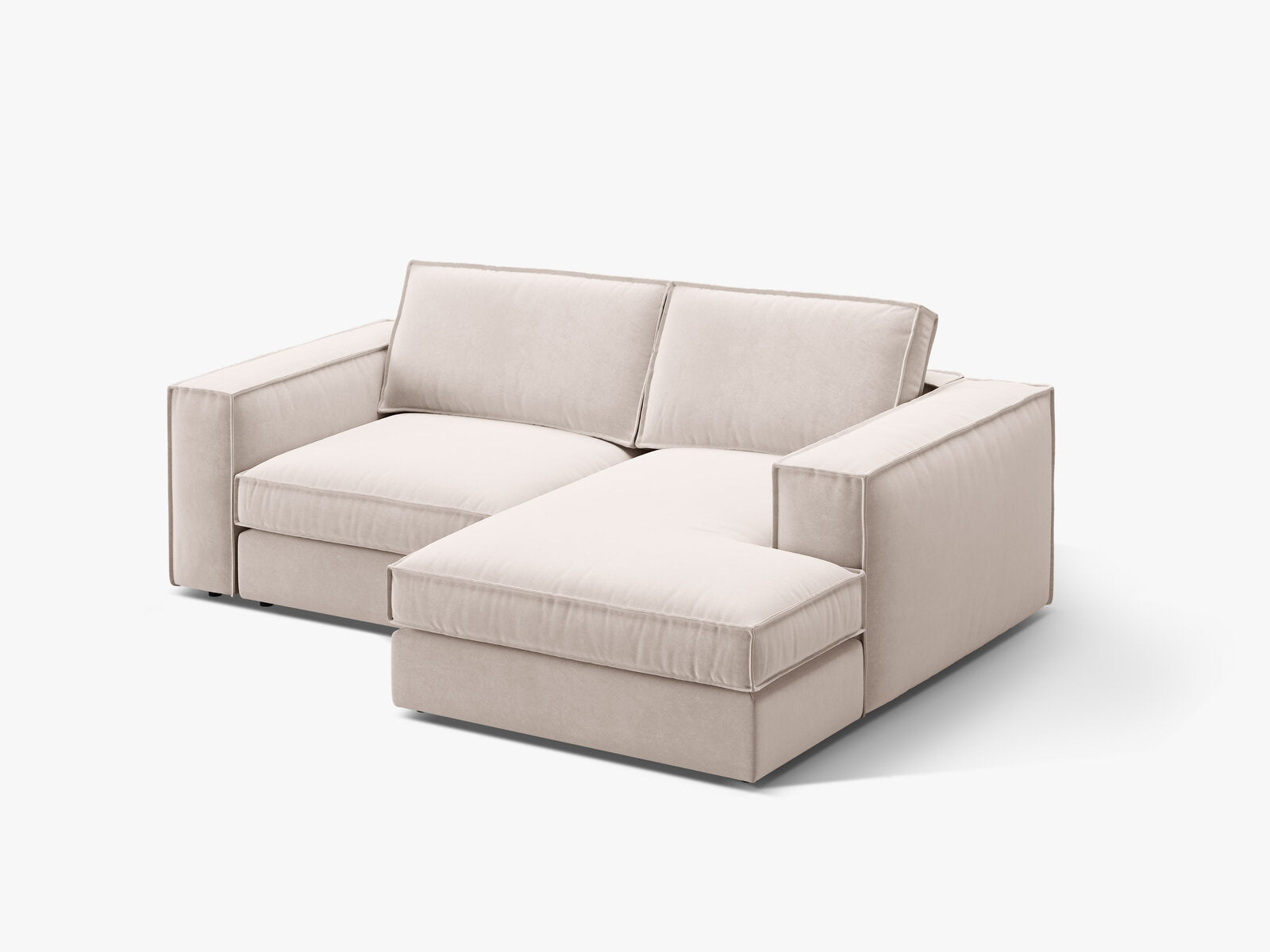 Micadoni modulares Ecksofa Pola 2-Sitzer kleine Version Rechts Samt Salvador Beige