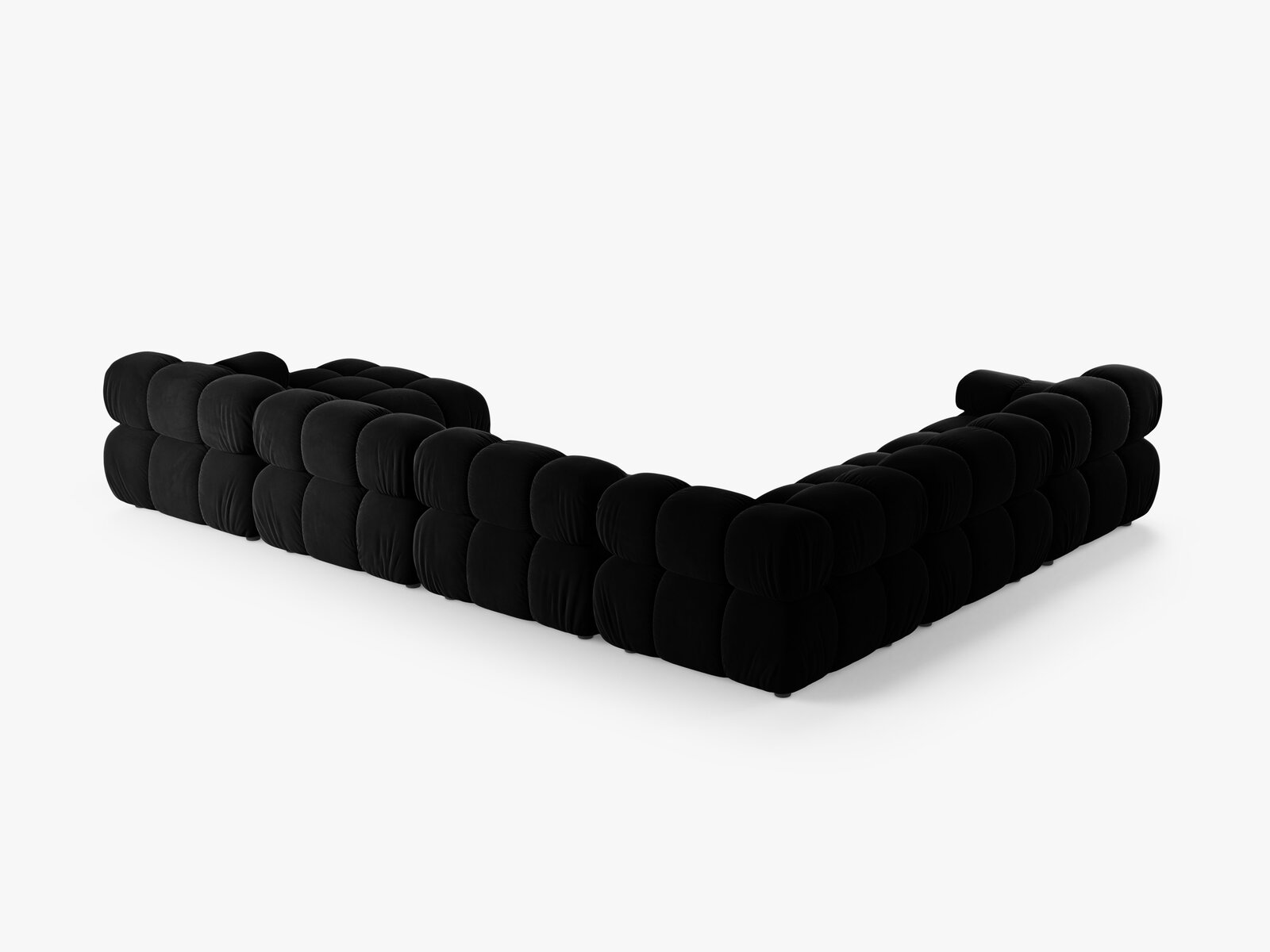 Micadoni Modulares Panorama Ecksofa Bellis 8-Sitzer Links Samt Venus Schwarz