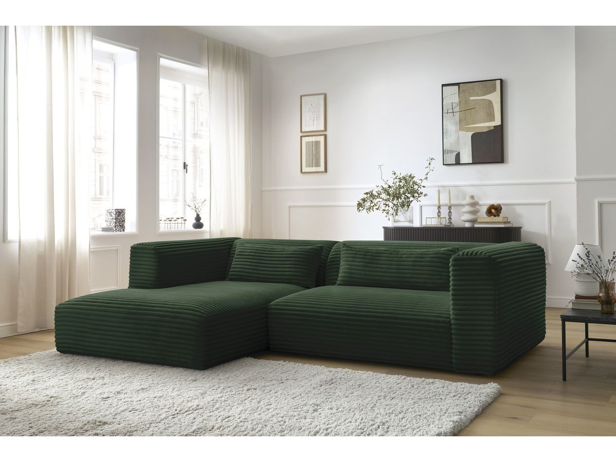 Bobochic Harry Ecksofa Breitcord weich Grün Ecke links