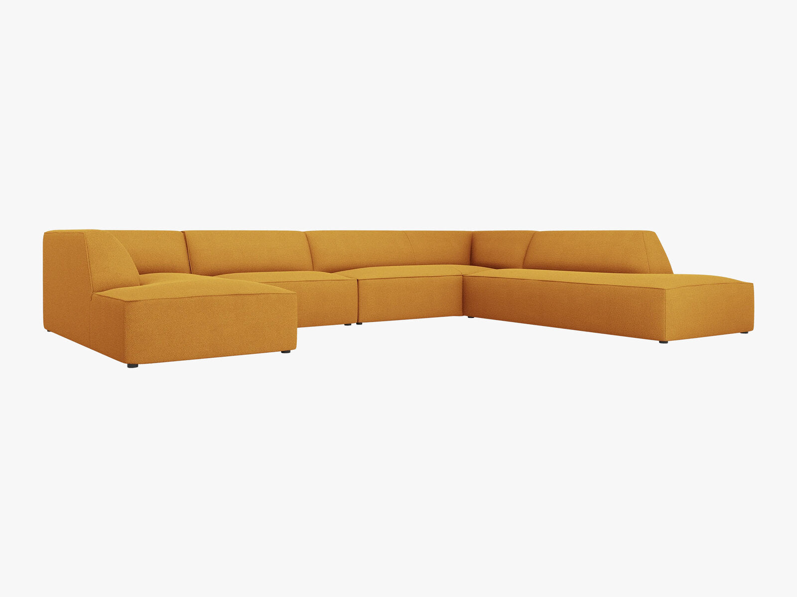 Micadoni Panorama-Ecksofa Ruby 7-Sitzer Rechts Strukturierter Stoff Ottawa Gelb