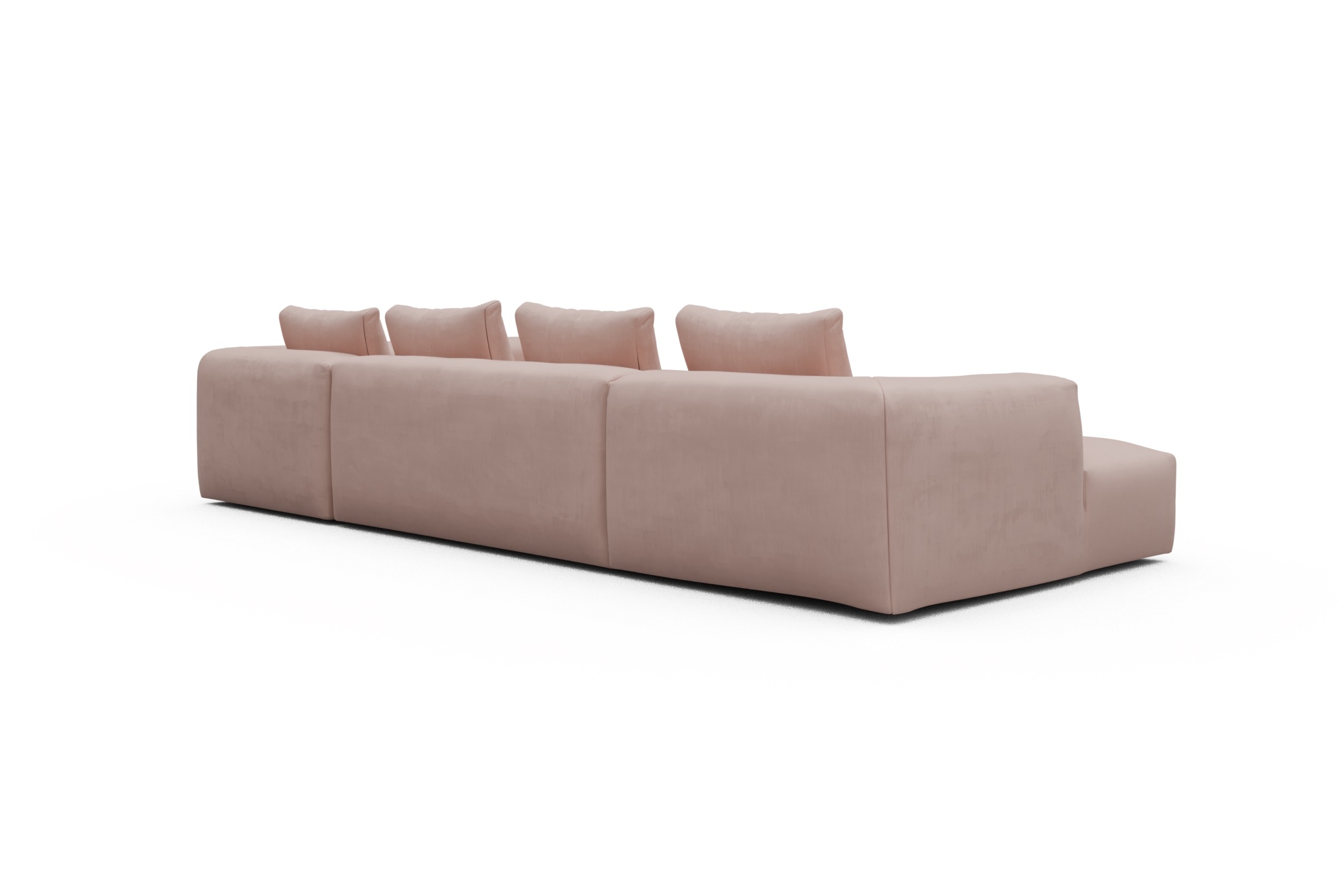 Wohnlandschaft Fred Chaiselongue links mit 2-Sitzer und lange Armlehne rechts Cordufine-Blush