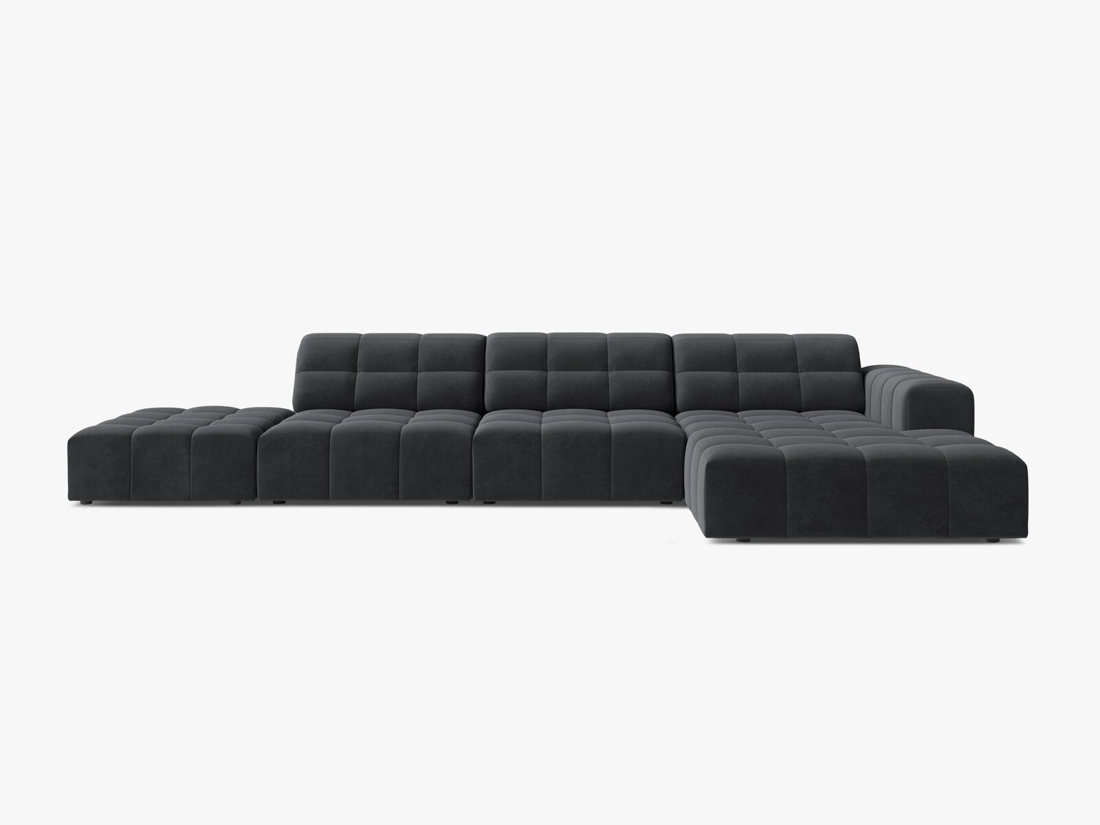 Micadoni Ecksofa Jennifer 5-Sitzer Rechts Samt Bluvel Grau