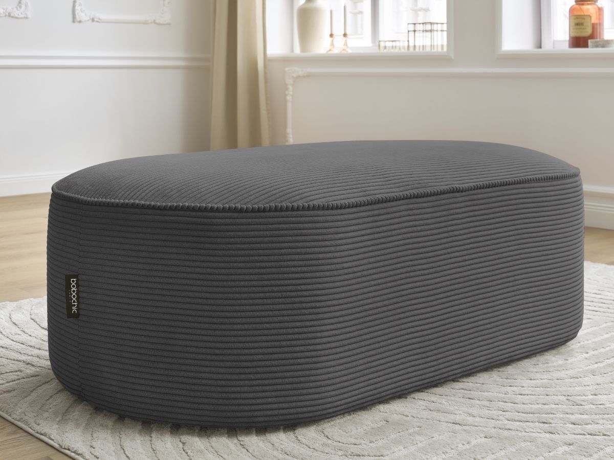 Bobochic Rousseau Pouf Cordsamt Dunkelgrau