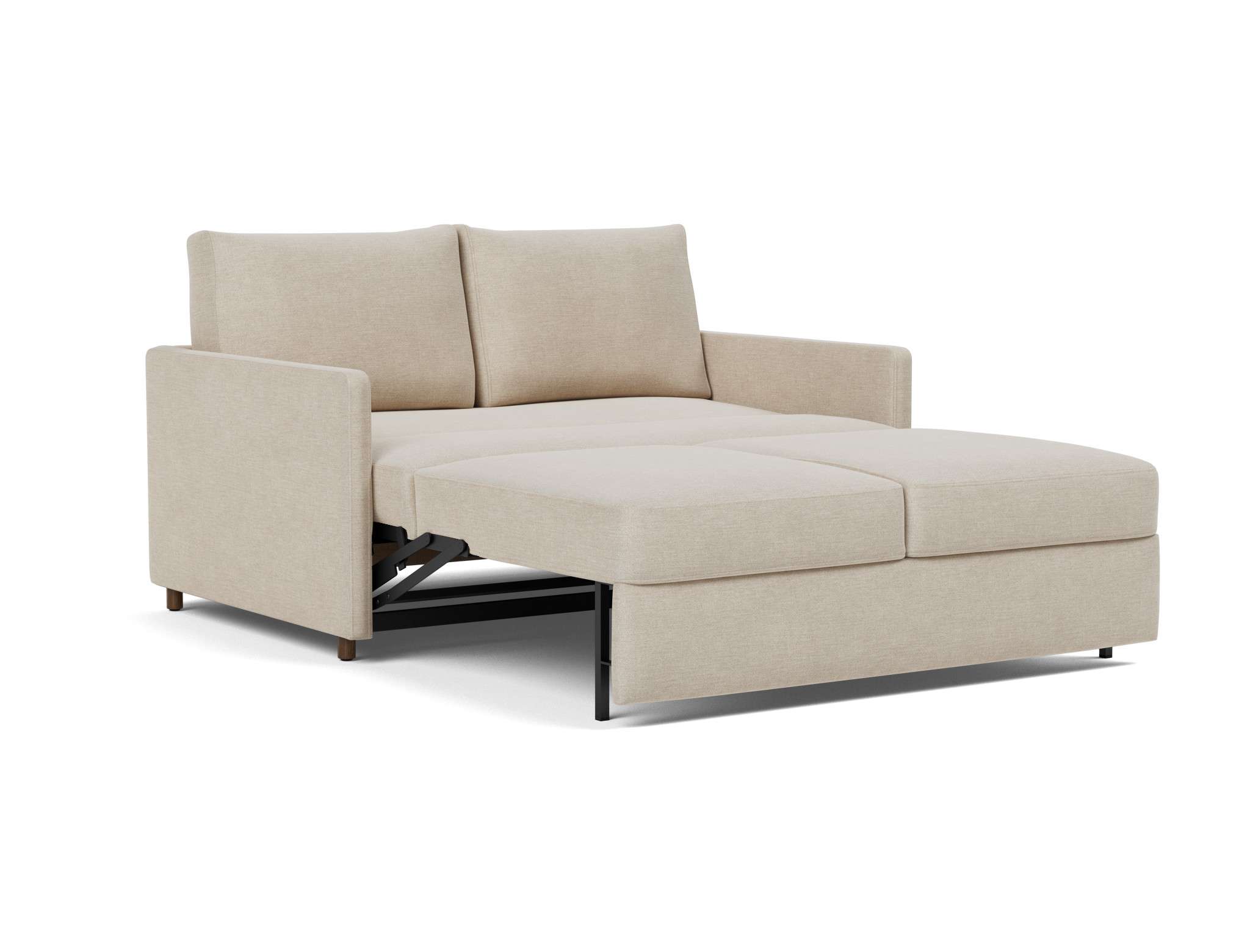 Schlafsofa Neah mit Slim-Armlehnen 140 Flachgewebe Phobos 586-Latte