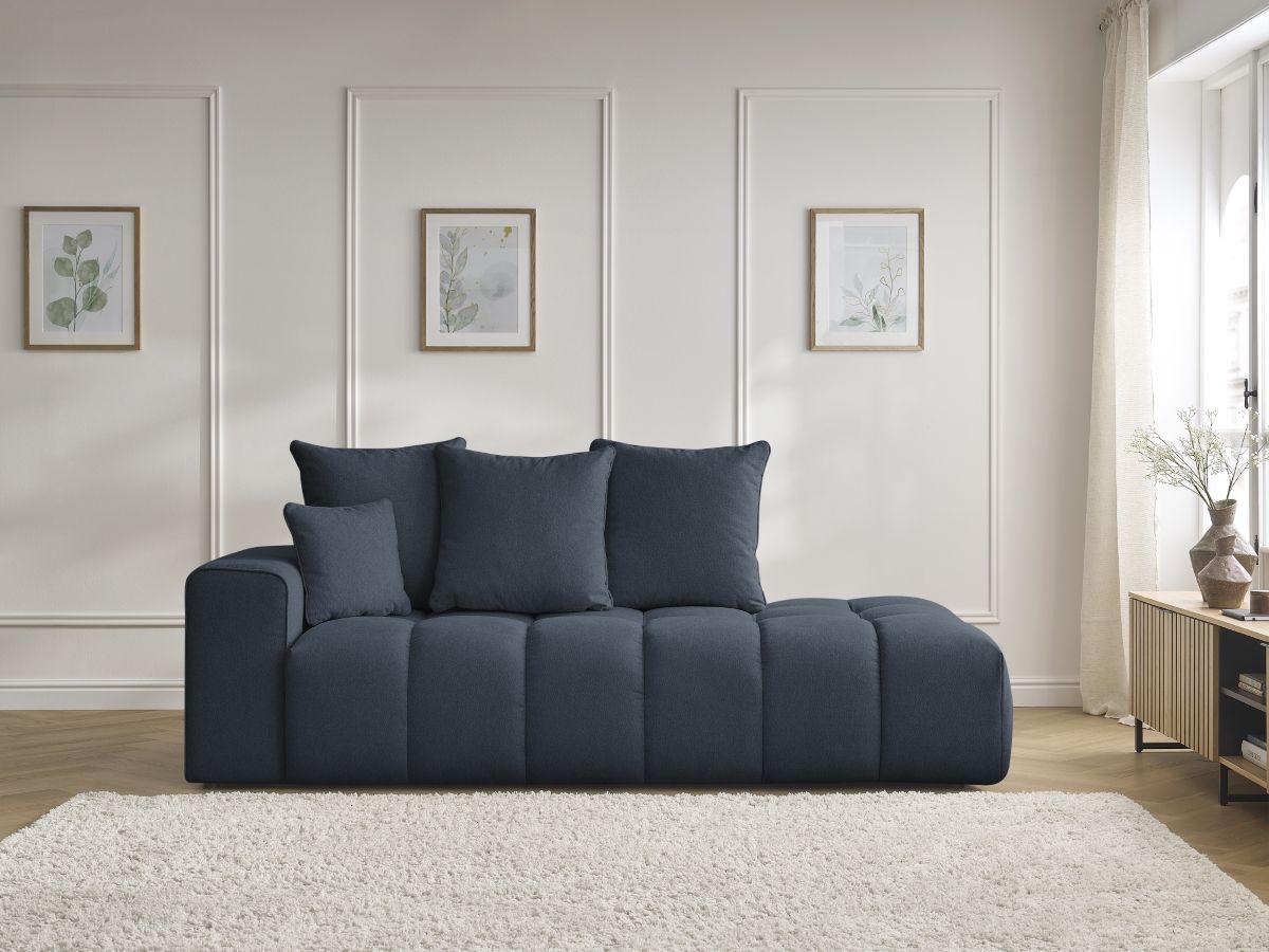 Bobochic Mont-blanc Sofa 4-Sitzer Melange-Stoff Dunkelblau Armlehne links