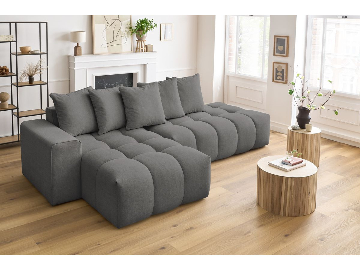 Bobochic Mont-blanc Ecksofa Melange-Stoff Dunkelgrau Ecke links