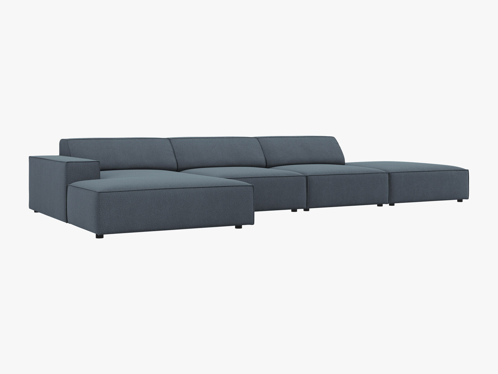 Micadoni Ecksofa Jodie 5-Sitzer Links Strukturierter Stoff Megan Blau